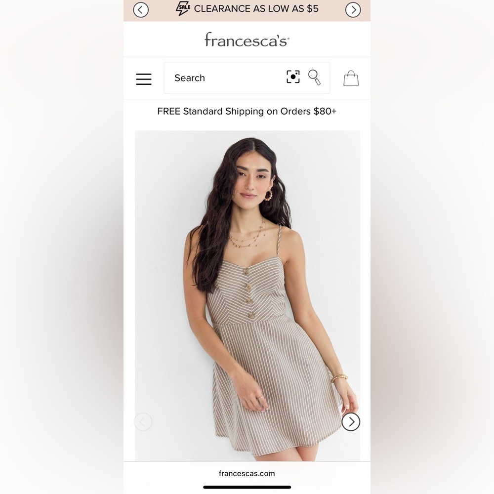 Striped Brown Spaghetti Strap Dress